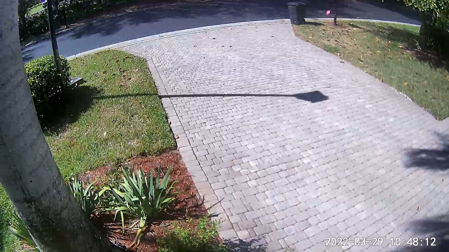 Wyze camera in a weatherproof housing of my driveway in the middle if the day