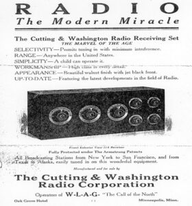 Ad displaying the Cutting & Washington Radio Receiving Set