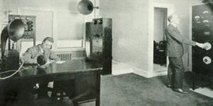 Interior of the WLAG radio station operations