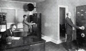 Interior of WLAG radio station operations