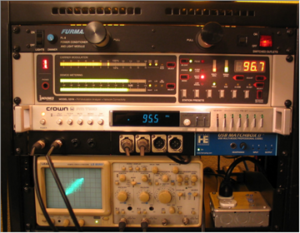 image of Part-15 FM transmitter used to test repairs and upgrades to broadcast audio processors