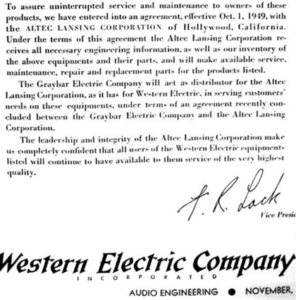 Article from Western Electric Company dated 1919